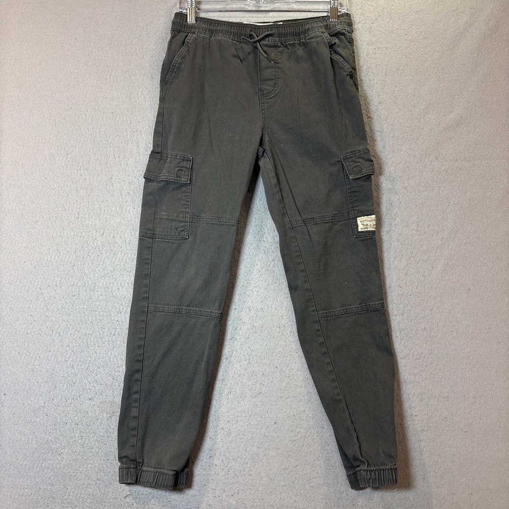 Levi's Strauss Signature Gray Khaki Jogger Pants Youth Size Large Cargo